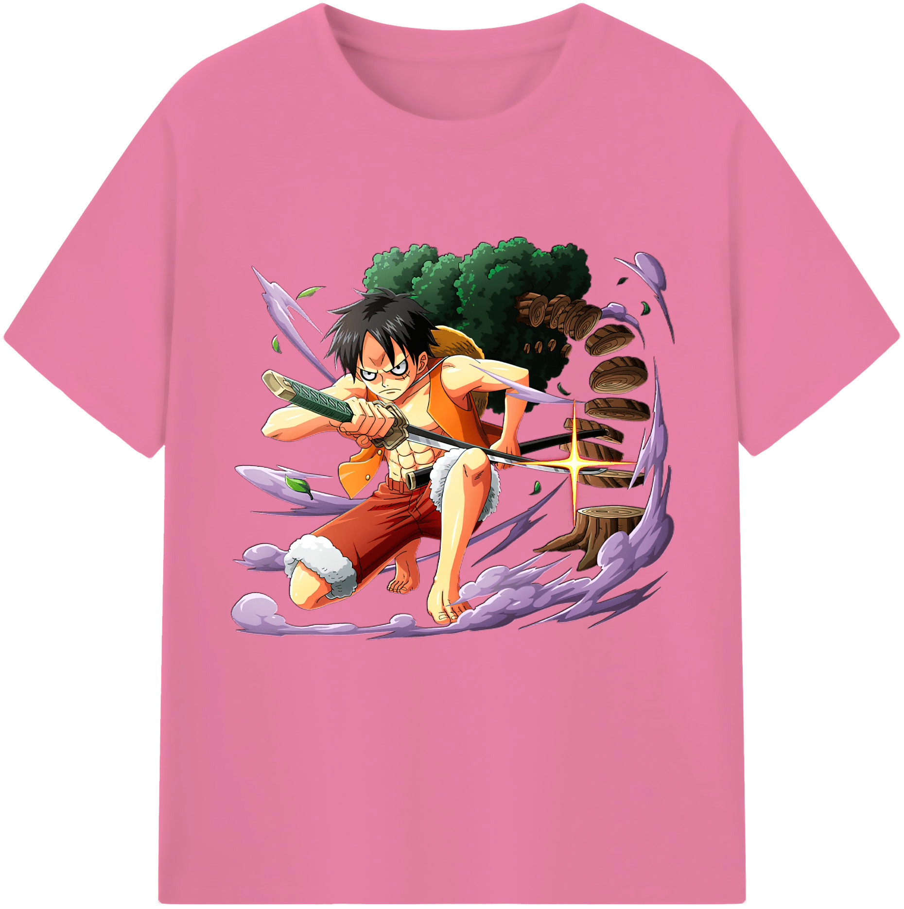 ワンピース モンキー・D・ルフィ ONE PIECE Monkey D. Luffy 綿100％半袖Tシャツ（フロントプリント）